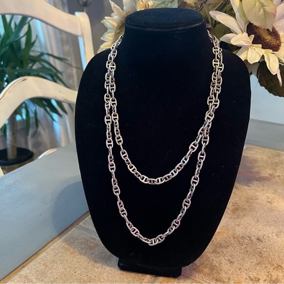 Stella & Dot Silver Tone Chainlink Long Necklace - Picture 2 of 9